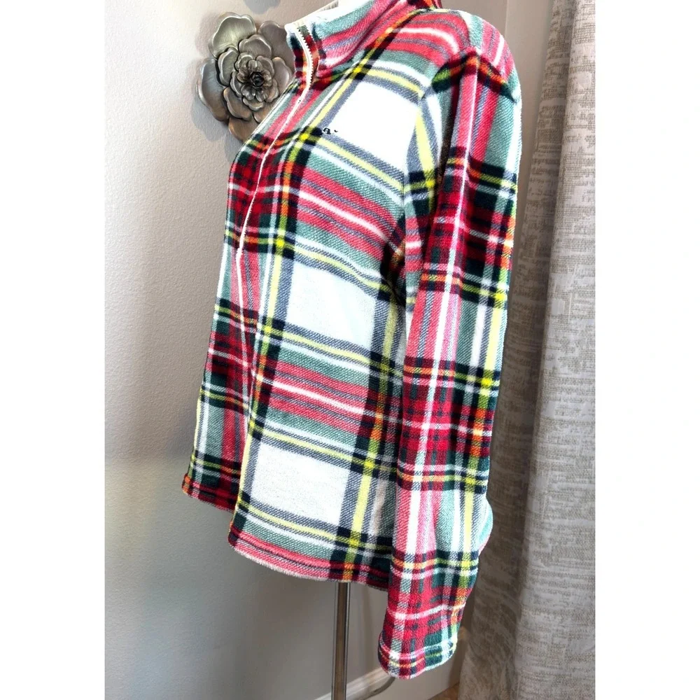 Vineyard Vines Tartan Plaid Teddy Quarter Zip Pullover Women's XL
